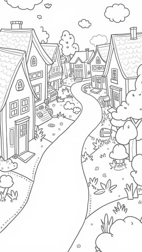 village coloring pages